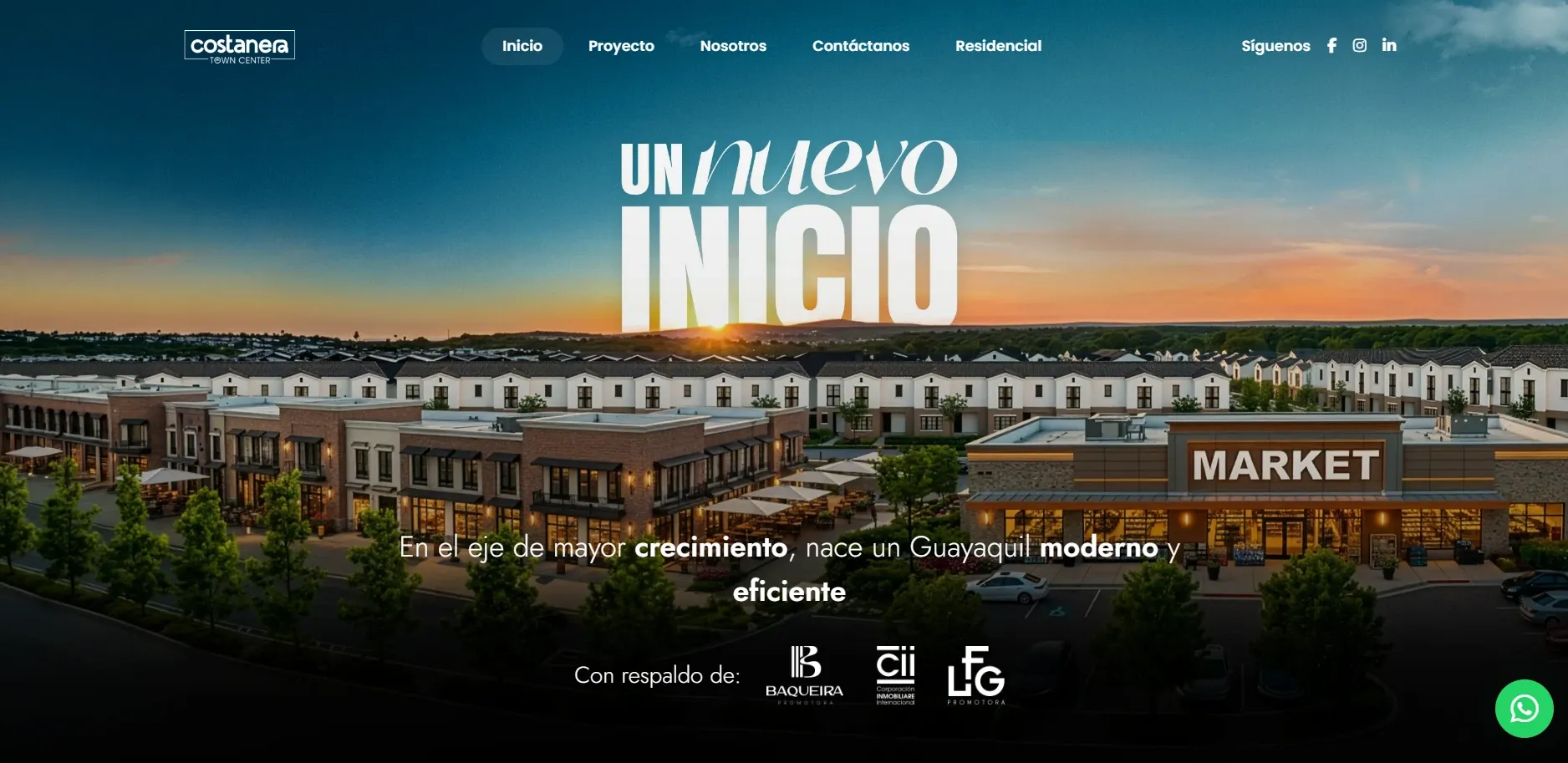 Captura de pantalla del sitio web de Costanera Town Center