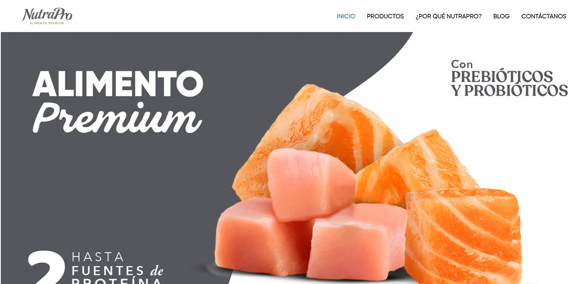 Captura de pantalla del sitio web de NutraPro