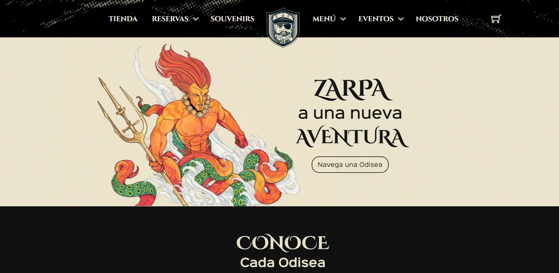 Captura de pantalla del sitio web de Odisea Brewing